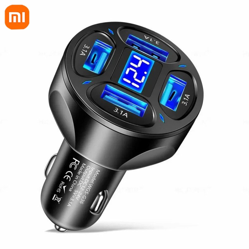 

Xiaomi 66 Вт цифровой дисплей 4-портовое автомобильное зарядное устройство адаптер для быстрой зарядки USB для IPhone Samsung Xiaomi Huawei зарядное устройство для быстрой зарядки