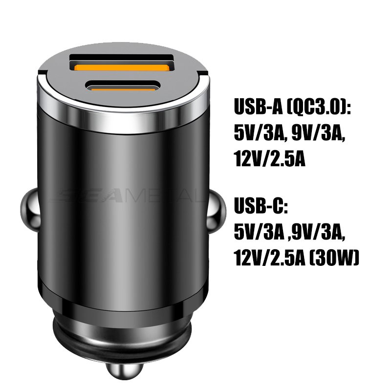 

Автомобильное Зарядное Устройство SEAMETAL 100 Вт USB Сверхбыстрый Двухпортовый USB-C PD 30 Вт QC 3.0 Адаптировано Для iPhone...