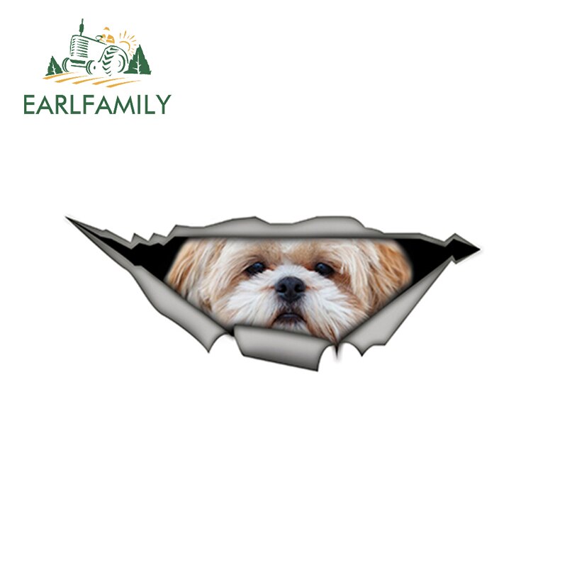

EARLFAMILY 15 см x 6 см Shih tzu 3D забавная наклейка для автомобилей Pet наклейка с собакой оригинальные модифицированные наклейки, водонепроницаемые украшения для стайлинга автомобиля