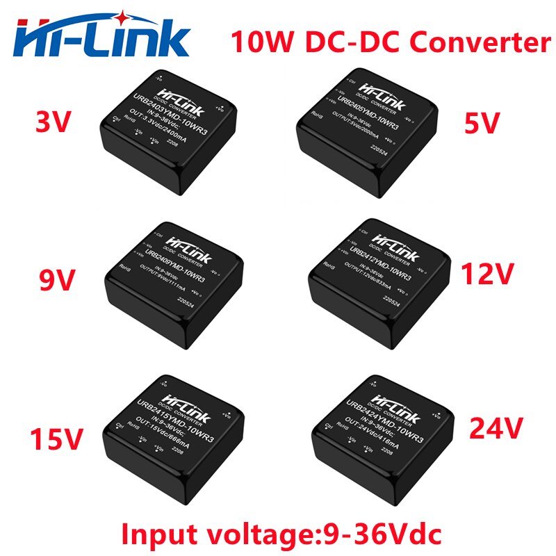 

Hi-Link 10 Вт понижающий преобразователь 24В в 3В 5В 9В 12В 15В 24В