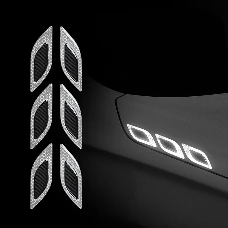 

6 шт./компл. автомобильная светоотражающая наклейка из углеродного волокна 3D Стайлинг автомобиля светоотражающие полосы ночная безопасность предупреждение отражающая лента наклейка