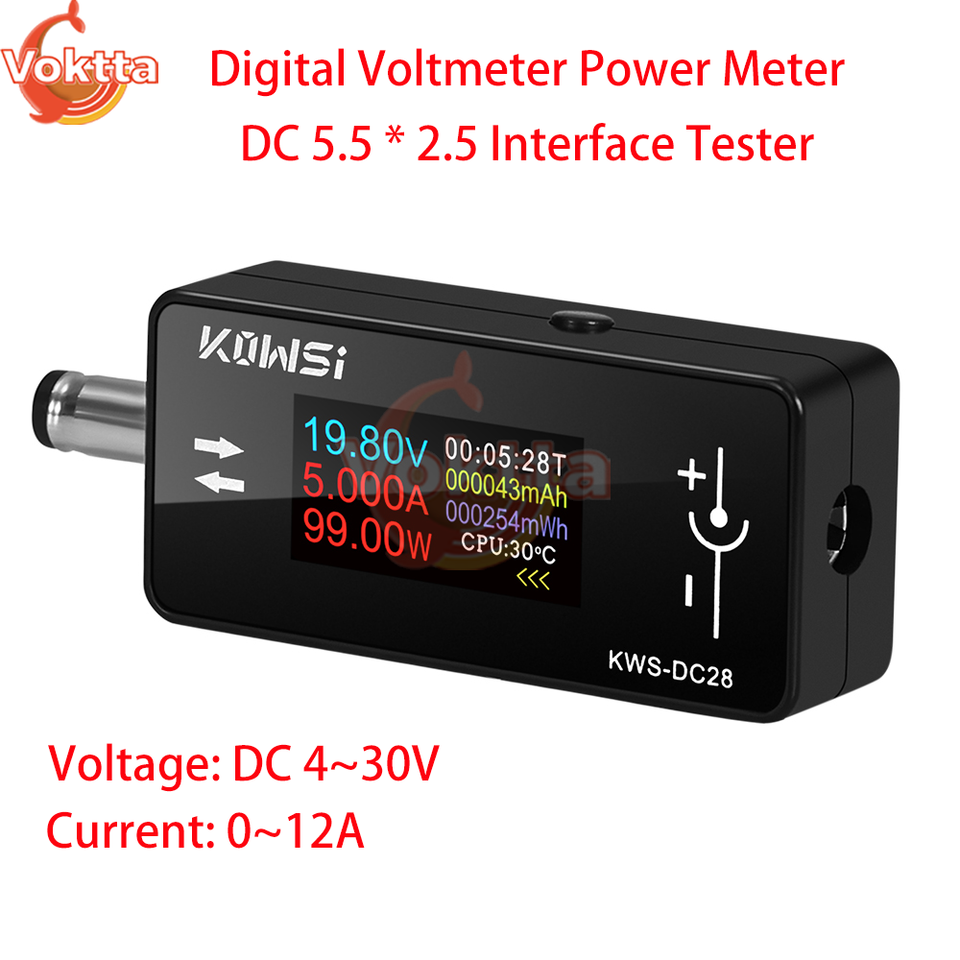 

Gaqqee Цифровой вольтметр DC 4-30V 0-12A