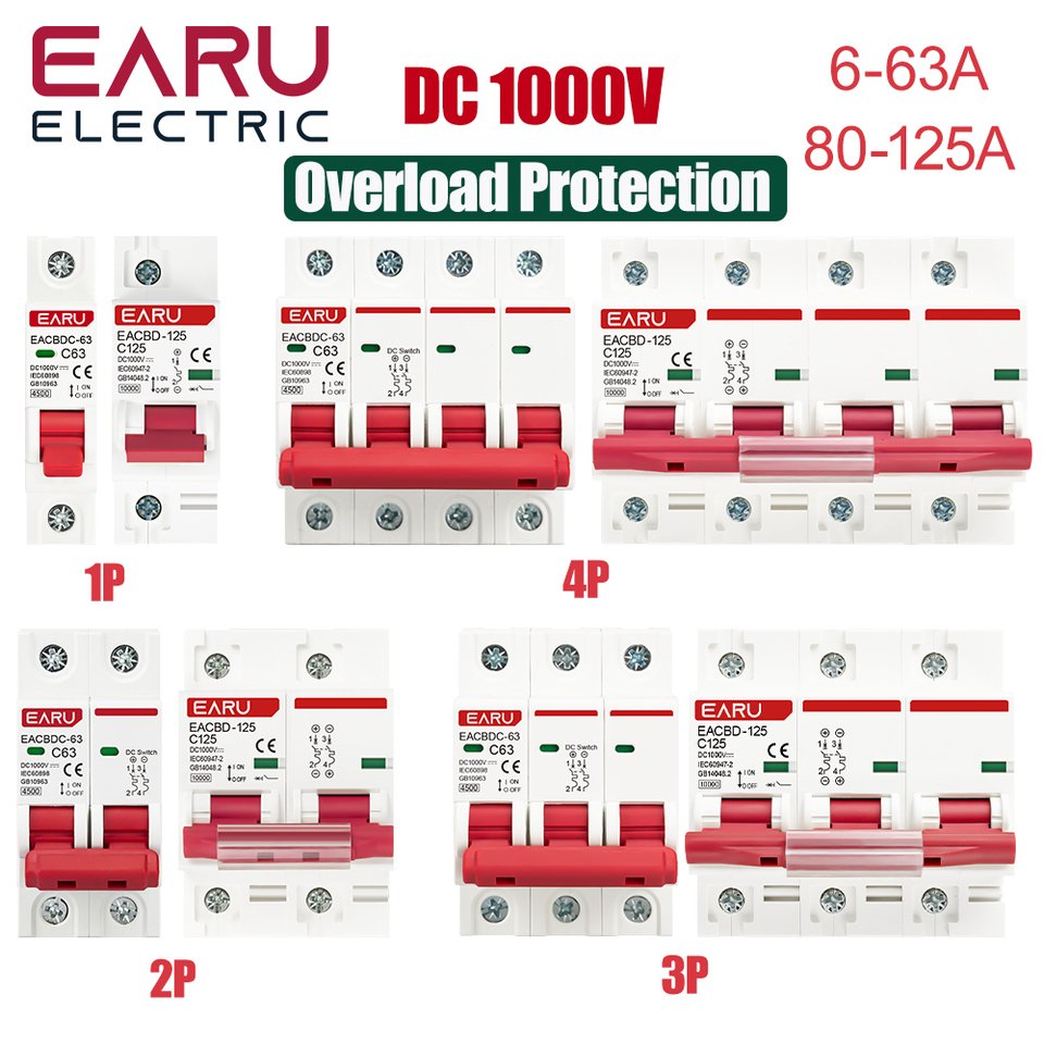 

EARUELECTRIC Мини-автомат EACBDC-63/125 1/2/3/4P для фотоэлектрической системы