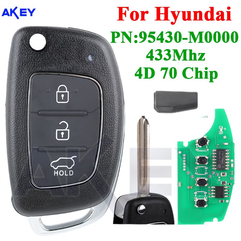

Автомобильный ключ, подходящий для Hyundai Creta 2016, номер детали 95430-M0000, складной смарт-ключ с дистанционным управлением, 3 кнопки, 433 МГц, 4D70Chip