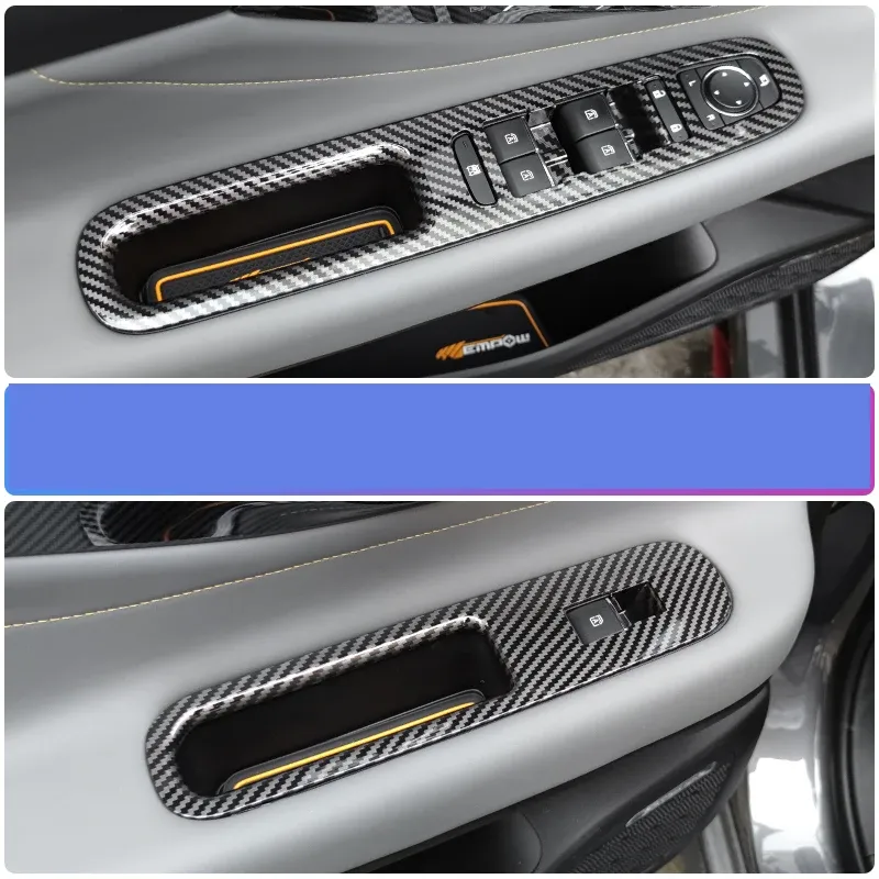 

Для Trumpchi GAC Empow R 2022-2024 наклейки на переключатель стекла двери автомобиля, подлокотник, наклейки на панель, аксессуары для интерьера из углеродного волокна