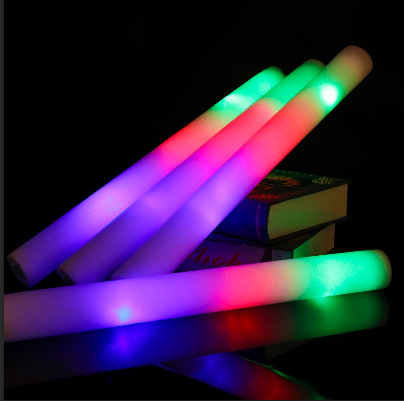 

12/15/30 шт. светодиодные светящиеся палочки оптом, красочные RGB светящиеся пенопластовые палочки, трубка Cheer, темный свет для Рождества, дня рождения, свадьбы, вечеринки
