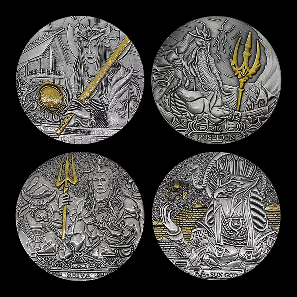 

Набор из 4 монет Poseidon Shiva Ra the Sun God and Amaterasu