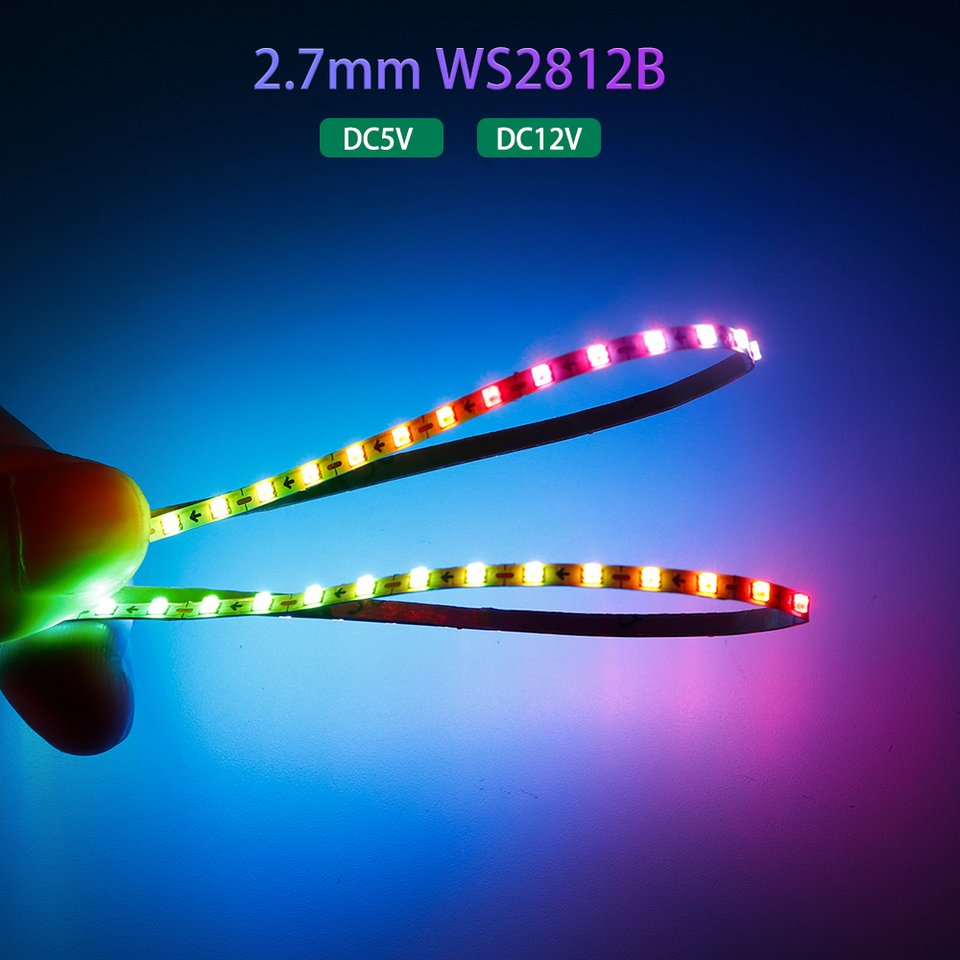 

Светодиодная лента WS2812B 2,7 мм 160 светодиодов/м RGBIC 5В/12В