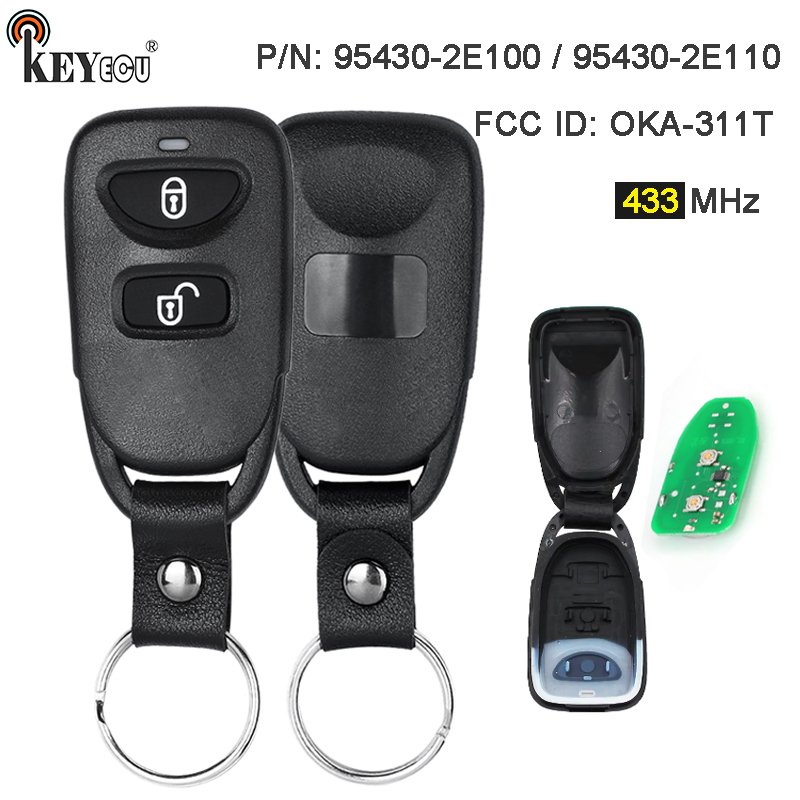 

KEYECU 433 МГц P/N: 95430-2E100, 95430-2E110, FCC ID: OKA-311T Дистанционный автомобильный брелок для Hyundai Tucson 2005 2006 2007 2008 2009