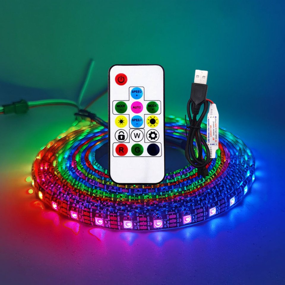 

USB светодиодная лента RGB WS2812 WS2812B адресуемая пиксельная лента 14 клавиш пульт дистанционного управления для телевизора задняя под лампой шкафа DC5V 1-5M