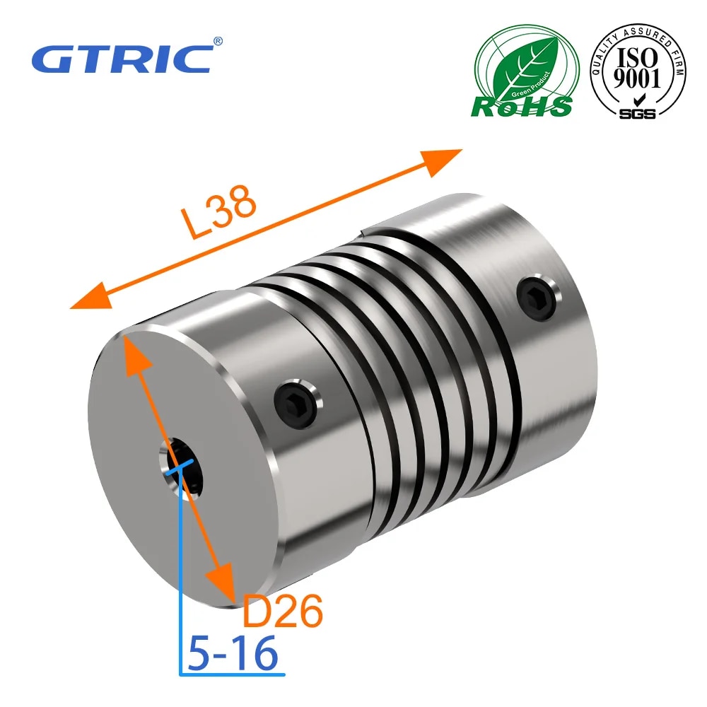 

Пружинная муфта GTRIC D26L38, винтовой шаговый Серводвигатель кодировщика с высоким крутящим моментом, гибкая резьба, Эластичная муфта из алюминиевого сплава