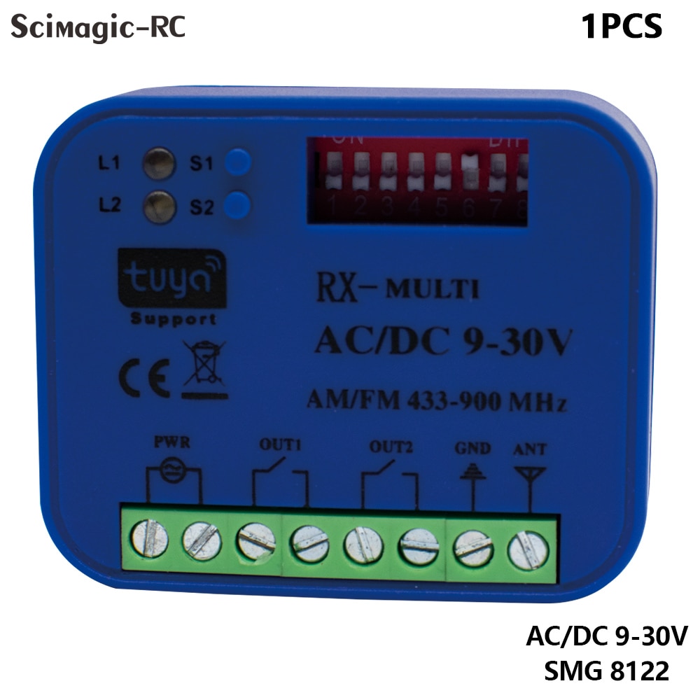 

Scimagic-RC Умный приемник для гаражных ворот Tuya Wifi 2-канальный 300-900 МГц