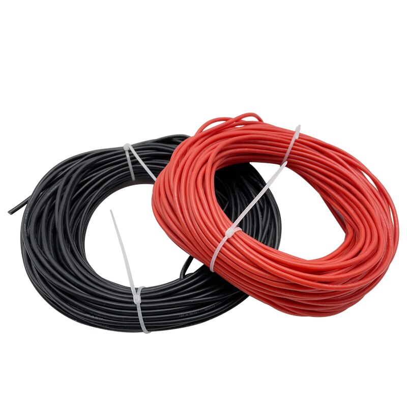 

1M/2M/10M Heat-resistant Soft Electrical Silicone Wire Cable 8 10 12 14 16 18 20 22 24 26 28 30 AWG 5M Red and 5M Black Color