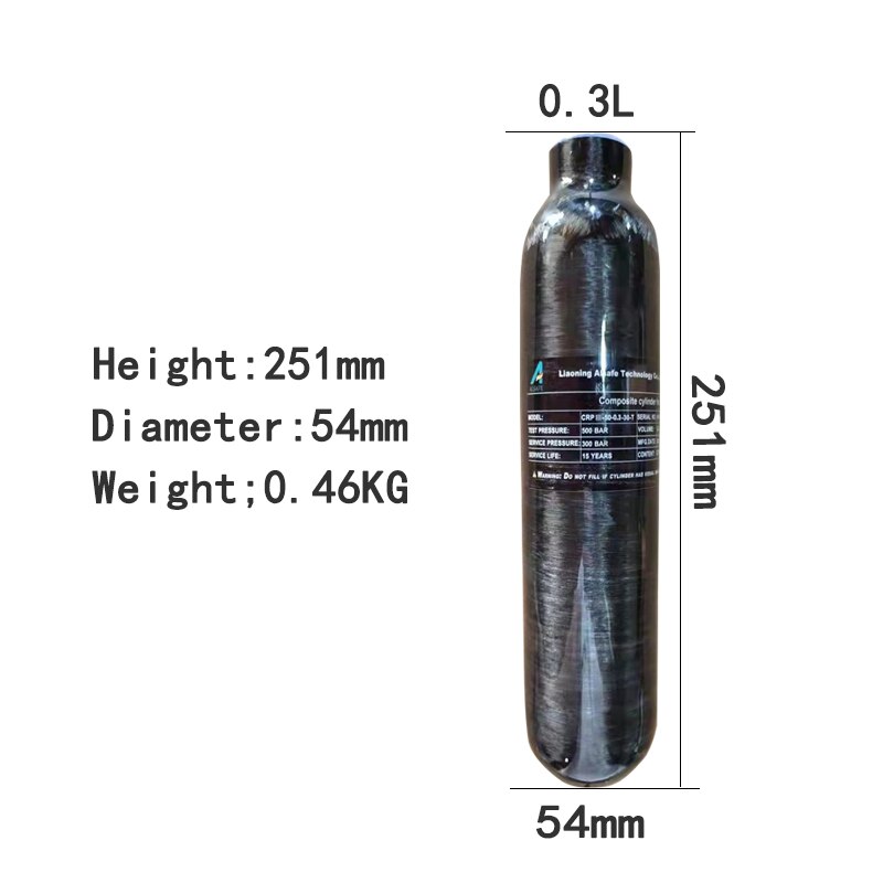 

0.3L 300Bar 4500Psi оборудование для газовых бутылок, баллон из углеродного волокна, регулятор воздушного бака M18 * 1,5