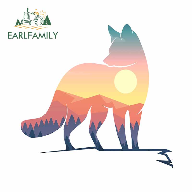 

EARLFAMILY 13 см x 12,7 см для мультяшной лисы, забавные автомобильные наклейки, Солнцезащитная наклейка, автомобильные аксессуары, водонепроницаемые, с индивидуальным принтом