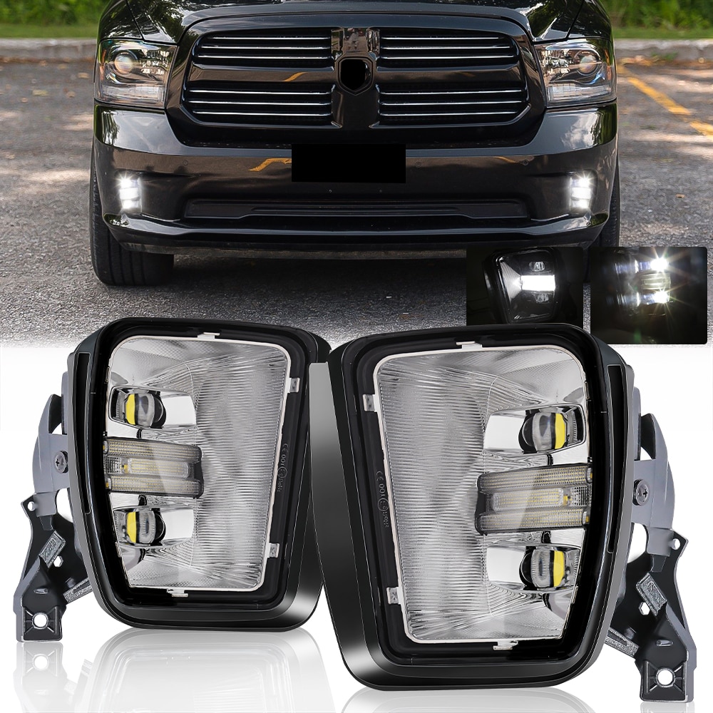 

2-в-1 Dodge Ram 1500 Светодиодные Противотуманные Фары DRL Дневные Ходовые Огни Белый Водонепроницаемый Аксессуар Высокой Ярк...