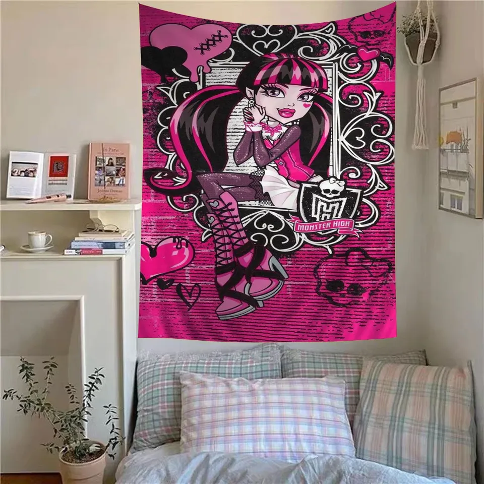 

Мультфильм M-Monster H-High Girl модная кукла хиппи настенные гобелены богемные настенные гобелены Мандала INS домашний декор