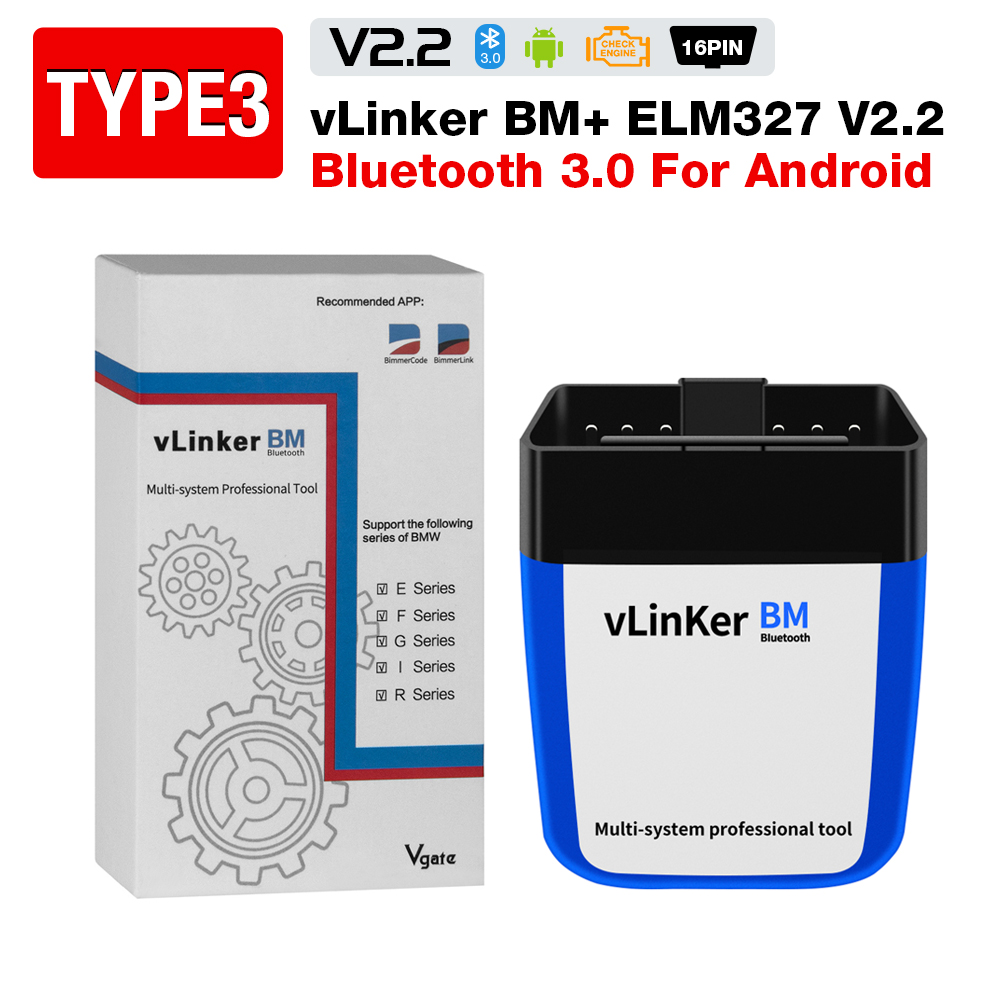 

Автомобильный диагностический сканер Vgate vLinker BM + ELM327 V2.2 OBD2, Bluetooth 4,0/3,0/WiFi