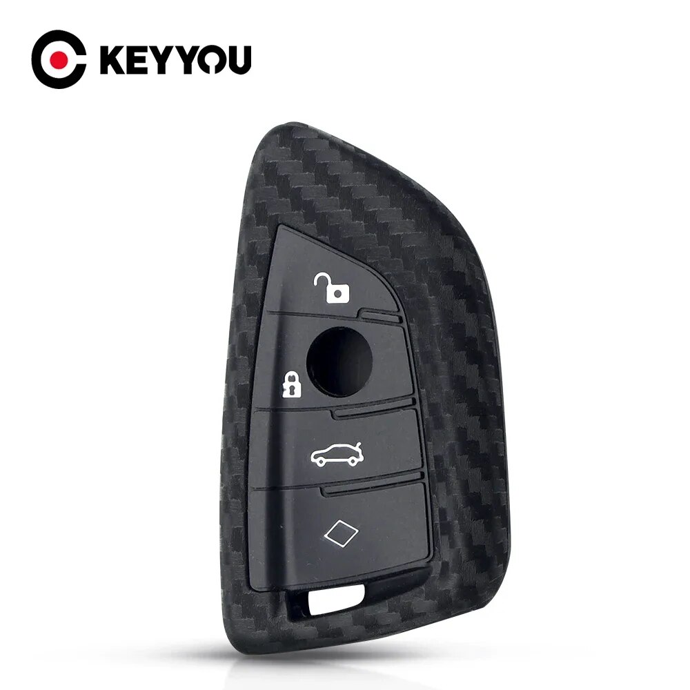 

KEYYOU для BMW X1 X3 X4 X5 X6 F15 F16 F48 G30 G38 525 540 740 1 2 5 7 серии 218i силиконовый защитный чехол для ключей из углеродного волокна