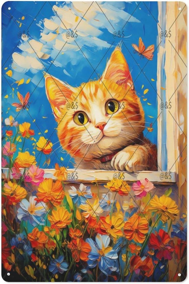 

1x, металлическая жестяная вывеска 8x12 дюймов, декор жестяных вывесок с кошками и садами, забавные металлические жестяные вывески для мужской пещеры, металлические постеры для комнаты, стены