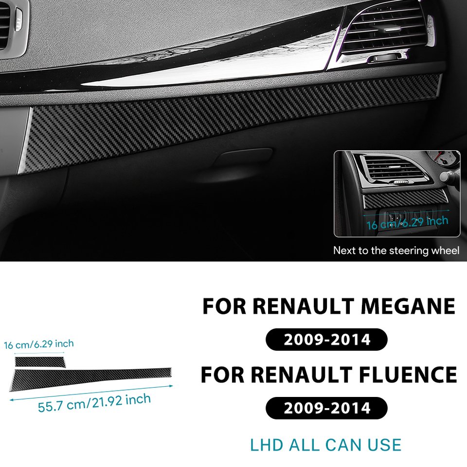 

Настоящая мягкая наклейка из углеродного волокна для Renault Fluence Megane 3 RS 2009 2010 2011 2012 2013 2014 LHD RHD, накладка на приборную панель