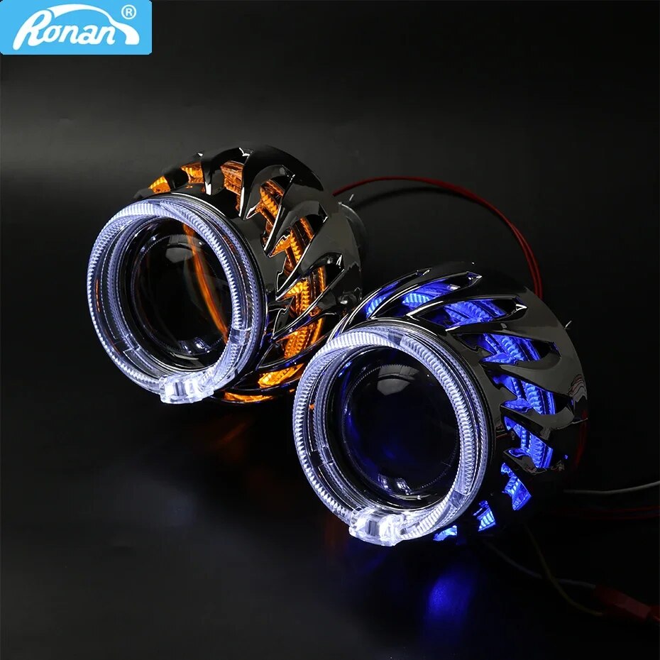 

RONAN 2,5 "Ver8.1 Биксеноновые линзы для проектора светодиодный двойная спиральная галогенная лампа, ангельские глазки, DRL, поворотная модификация, H1 H4 H7, автомобильная фара