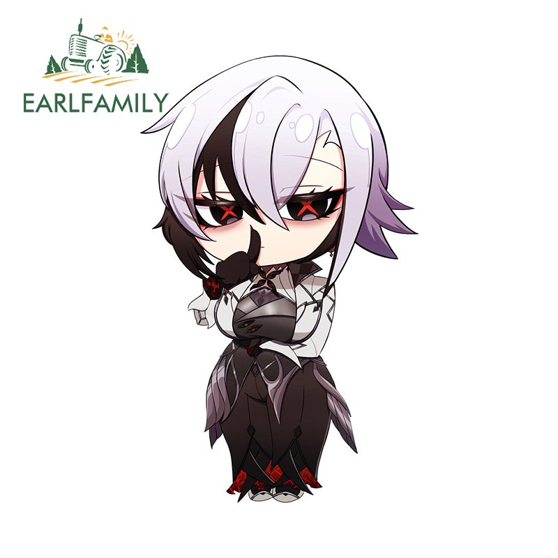 

EARLFAMILY 13 см x 8,1 см Arlecchino Genshin ударная Автомобильная наклейка Chibi наклейка солнцезащитное зеркало заднего вида автомобильные аксессуары