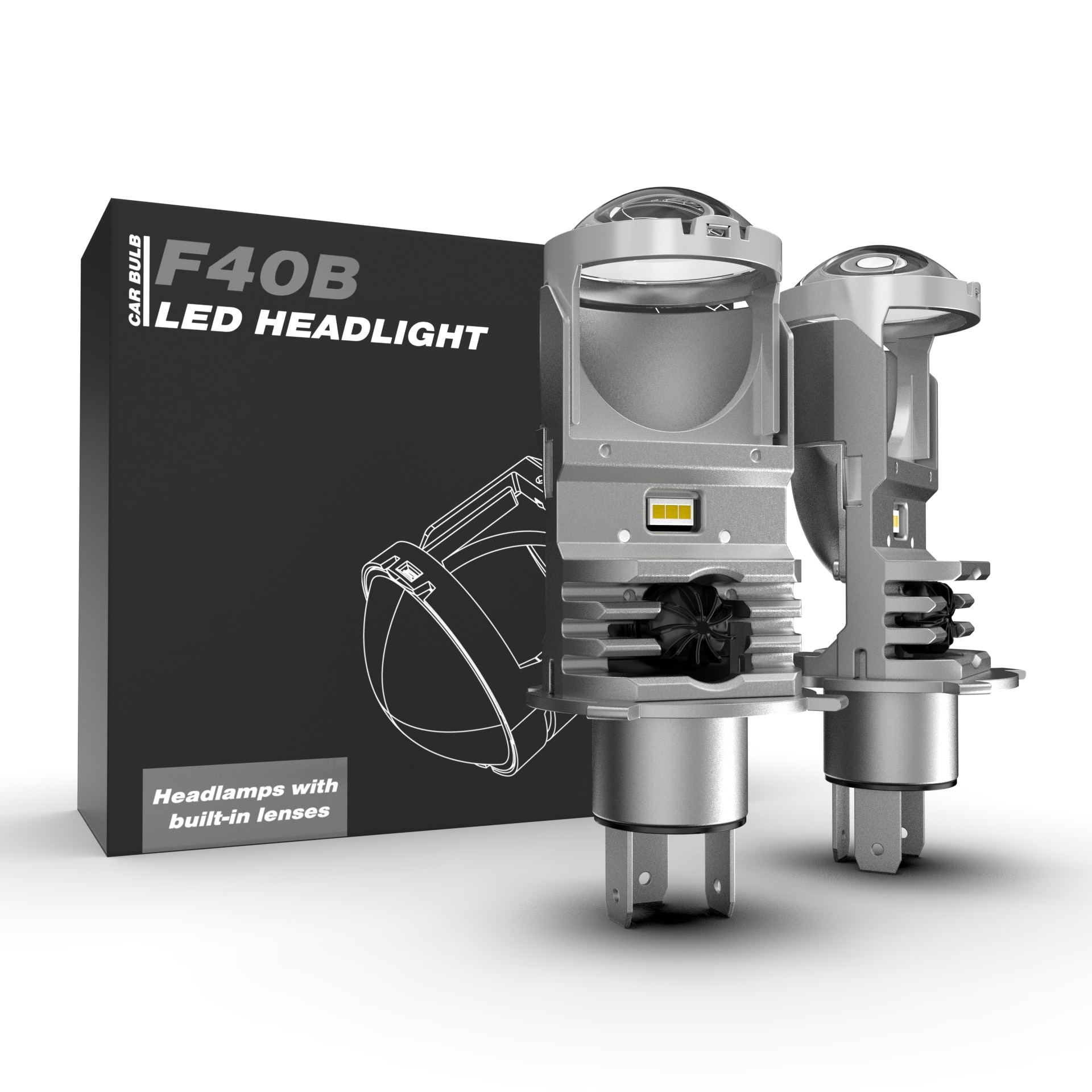 

F40B H4 Комплект Для Переоборудования Светодиодных Фар Мини-двухсветодиодный Объектив Проектора Двухлучевые Лампы Для Фар Для...