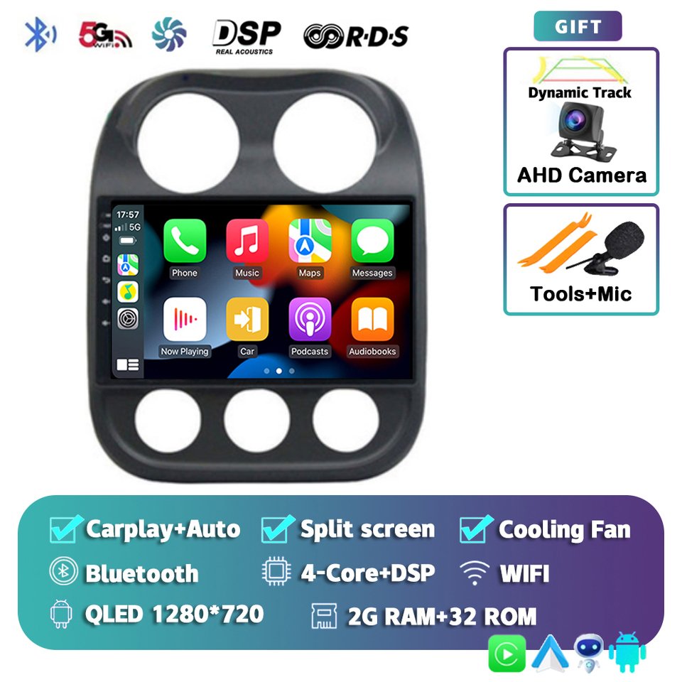 

Android 14 для Jeep Compass Patriot 2010-2016 2K QLED Android Автомобильный радиоприемник Мультимедийный видеоплеер GPS AI Голосовой голосовой CarPlay