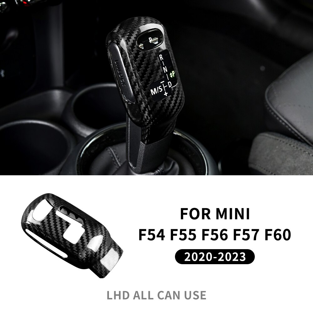

Настоящее углеродное волокно для BMW Mini Cooper F54 F55 F56 F57 F60 2020-2023 Countryman, автомобильная ручка переключения передач, наклейка, внутренняя отделка