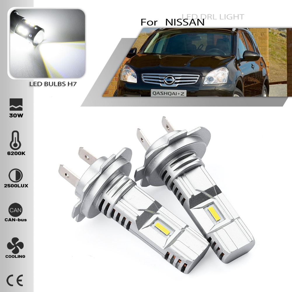 

2 шт. H7 светодиодная лампа для фар Canbus для NISSAN QASHQAI +2 J10 NJ10 JJ10E 2007 2008 2009 2010 2011-2012013 дальнего ближнего света hi/lo beam
