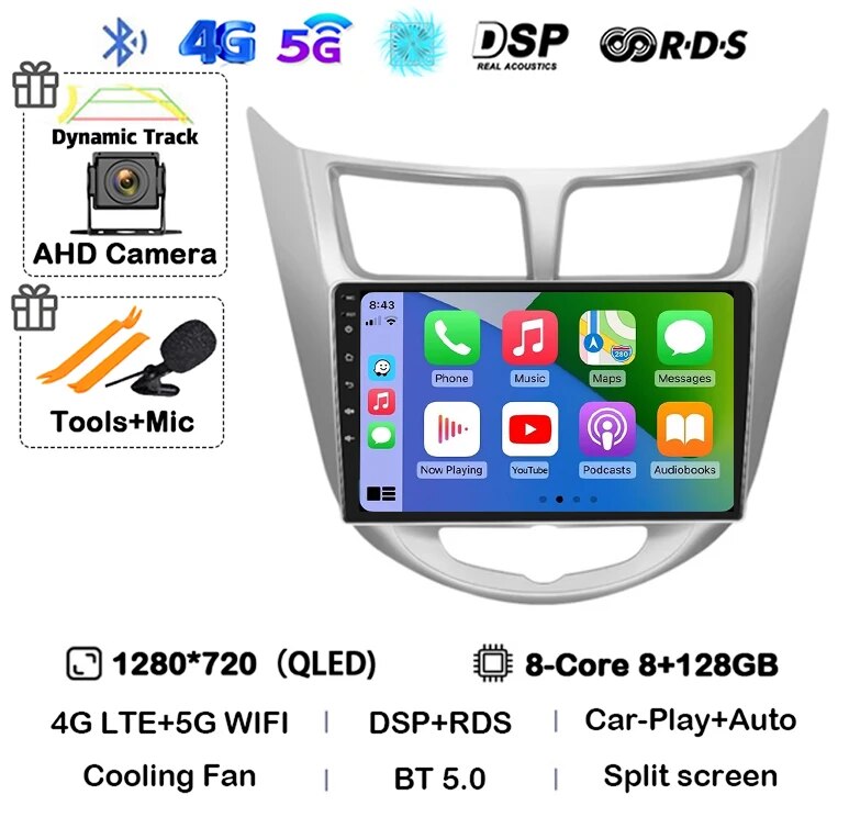 

Автомагнитола на Android 14 DSP для Hyundai Solaris Verna Accent 1 2010 2011 2012 2013 2014 2015 2016, мультимедийный плеер с GPS, головное устройство