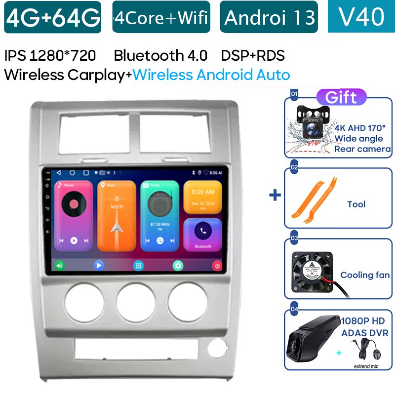 

4G для Jeep Cherokee Liberty KK 2007-2012 BT видеоплеер Android Auto GPS Cam навигация мультимедийное радио Carplay без 2din DVD