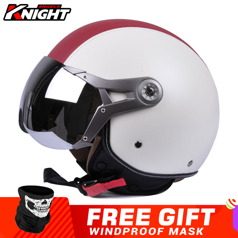 

Мотоциклетный полушлем GXT Casco Moto, кожаный Ретро шлем, мотоциклетный гоночный шлем, Сертификация ECE, противотуманные Светоотражающие линзы