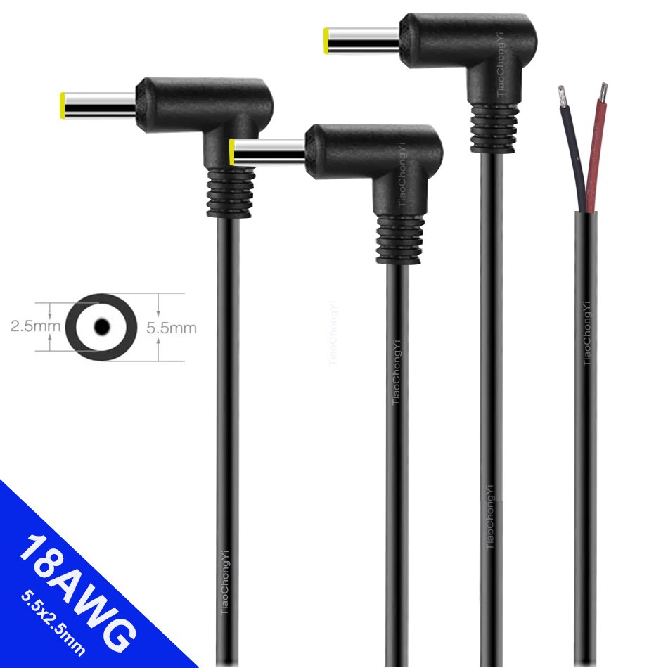 

Разъем питания постоянного тока 18AWG 5,5х2,1/2,5 мм 29 см