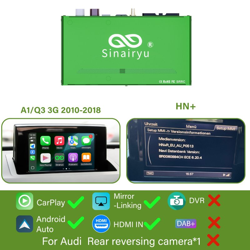 

NWE 2025 Беспроводная модернизация Apple CarPlay для Audi A3 A4L A5 Q5 Q2 Q7 A1 Q3 A6 A7 A8 MMI 2G 3G 2010-2020 Android Auto Mirror-Link