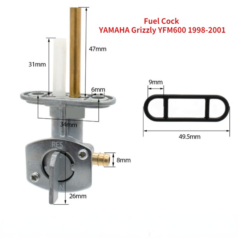 

Вакуумный топливный кран Petcock YFM600, кран, клапан в сборе для YAMAHA Гризли 600 YFM 600 98-01, топливный масляный клапан, переключатель топливного крана, бензобака
