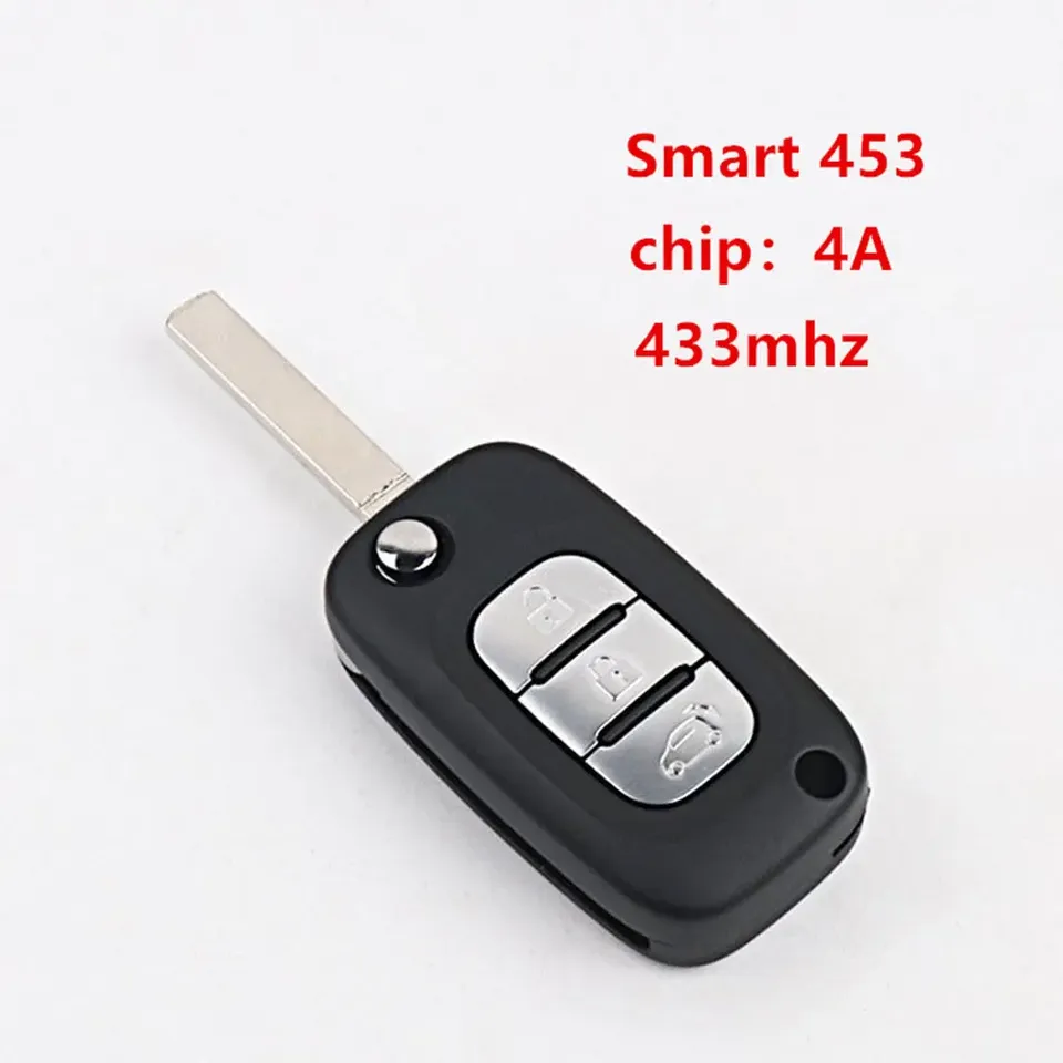 

1 шт., 3-кнопочный дистанционный ключ, 433 МГц, 4A, чип для Mercedes Benz Smart Fortwo 453 Forfour 2015 2016 2017