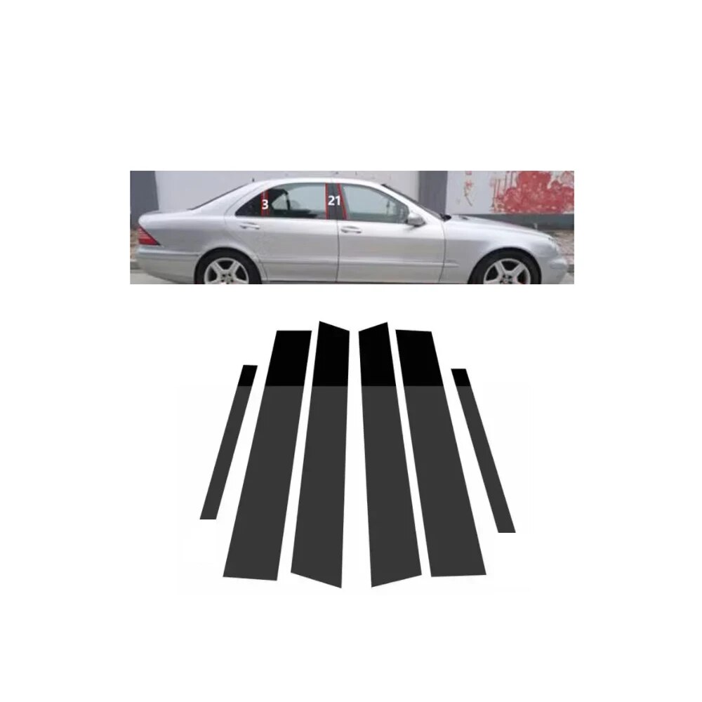 

6 шт. накладка на окно автомобиля для Mercedes Benz S Class W220 S280 S320 1998 ~ 2005 1999 2000 2001 2002 2003 2004 гг., стойки стойки, наклейки на дверь, аксессуары