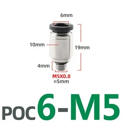 

Пневматический быстрый соединитель Мини-разъем POC 3 мм 4 мм 5 мм Внешняя резьба M3 M4 M5 M6 M7 Круглый прямой POC3-M3 POC4-M6 POC5-M5