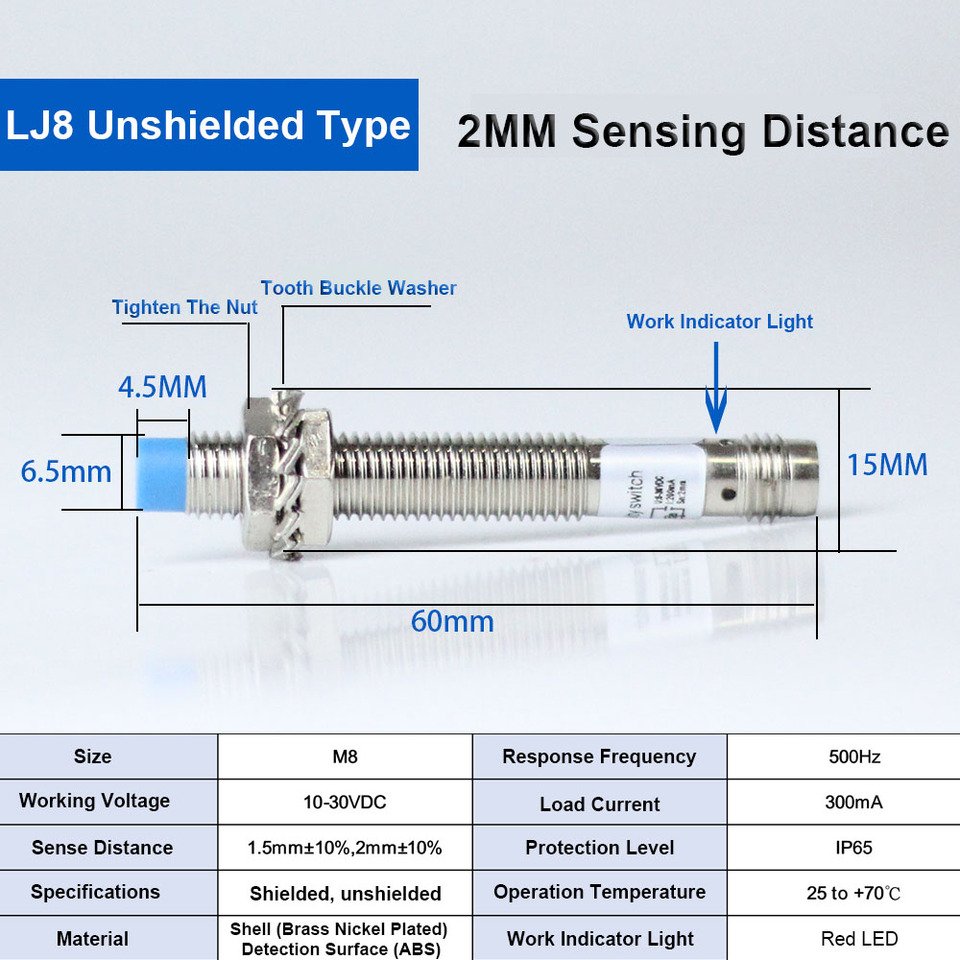 

AUCHTEL IP65 M8 индуктивный датчик LJ8A3