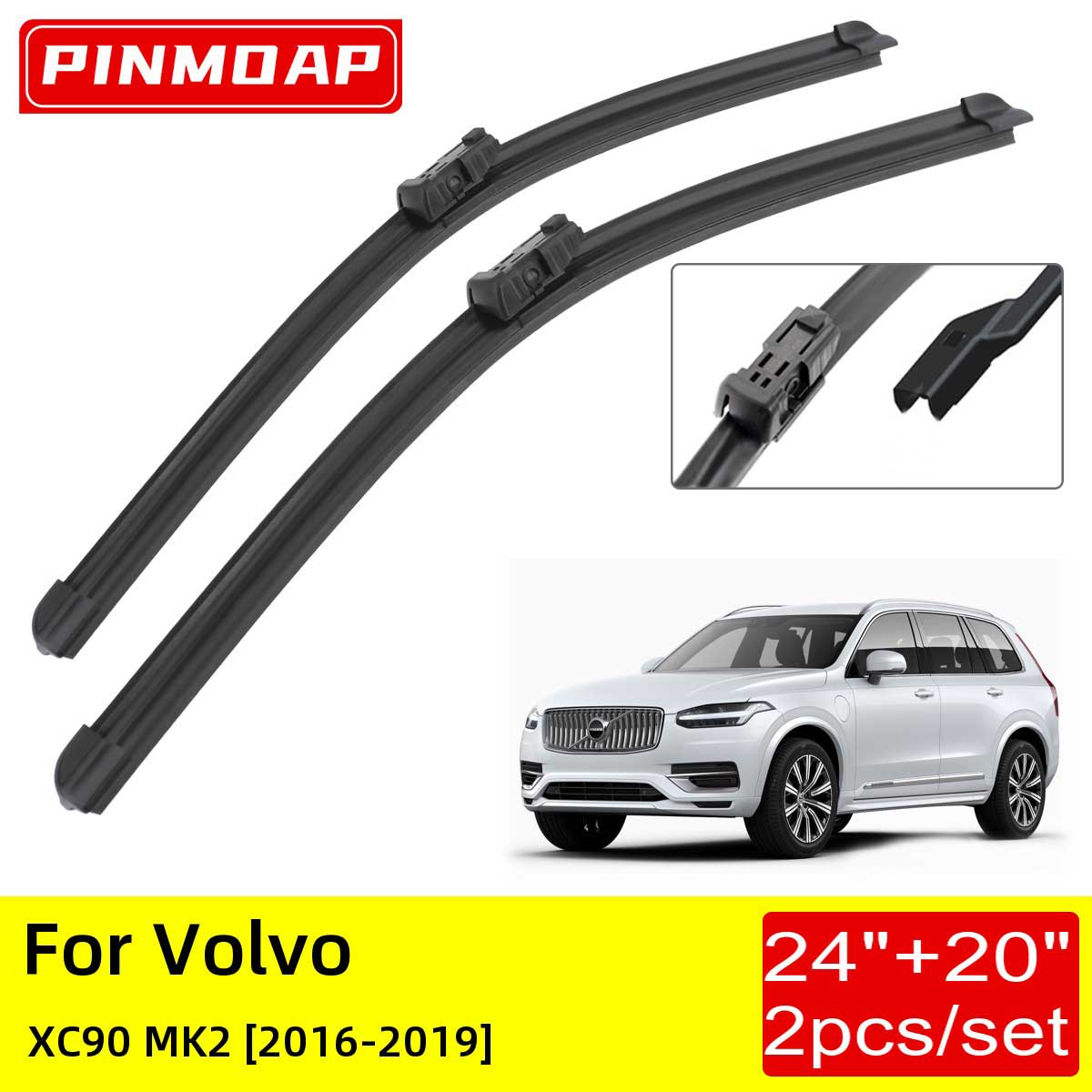 

Для Volvo XC90 MK2 2016 2017 2018 2019 передние щетки стеклоочистителя 24 "+ 20" щетки резак аксессуары резиновые щетки универсальные