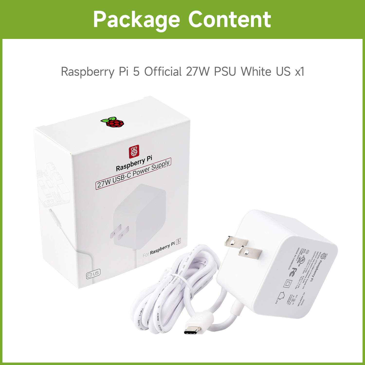 

Официальный блок питания Raspberry Pi 27 Вт USB Type-C для Raspberry Pi 5