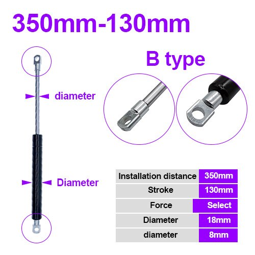 

18*8 стержень газовая пружина складной шарнир 50-350 Н/5 кг-50 кг усилие подъема опорное отверстие Центральное расстояние 130 мм ход расстояние мм