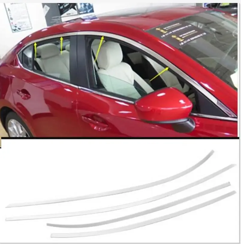 

Накладка на верхнюю оконную раму для Mazda 3 Axela M3 2014 2015 2016 2017 2018 4 двери 5 дверей 4 шт.