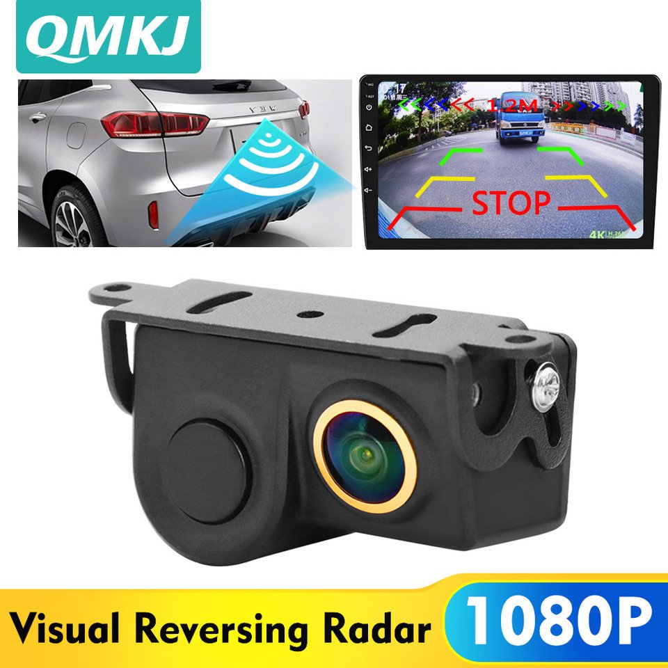 

QMKJ HD 1080P Автомобильный радар с золотым объективом и камера заднего вида Датчик заднего радара Детектор раннего предупреждения Автомобильная камера заднего вида