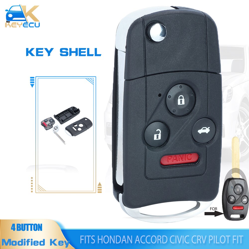 

KEYECU 4 кнопочный модифицированный телефон для HONDA Accord Civic CRV Pilot подходит для дистанционного ключа