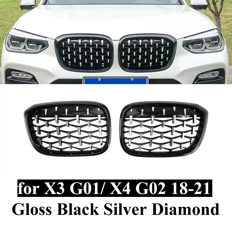 

Передние решетки для почек, глянцевая черная решетка для BMW X3 G01 X4 G02 2019 2020 2021, тюнинг автомобиля