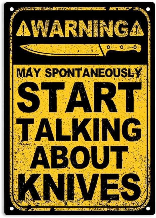 

Металлическая табличка Warning May Spontaneously Start Talking About Knives