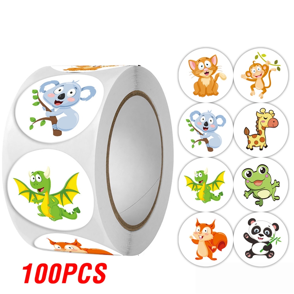 

Бумажные наклейки животные 100-500 шт